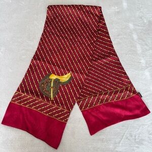 Kkusebo Scarf Equestrian Print Red Brown Gold Rectangle